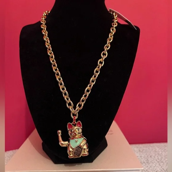 Betsey johnson - LUCKING OUT LUCKY CAT PENDANT NECKLACE RED NWT - Picture 4 of 10